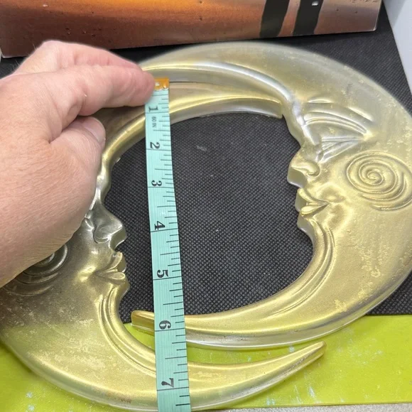Gold Moon Face Resin Wall Art , Set - Picture 3 of 11